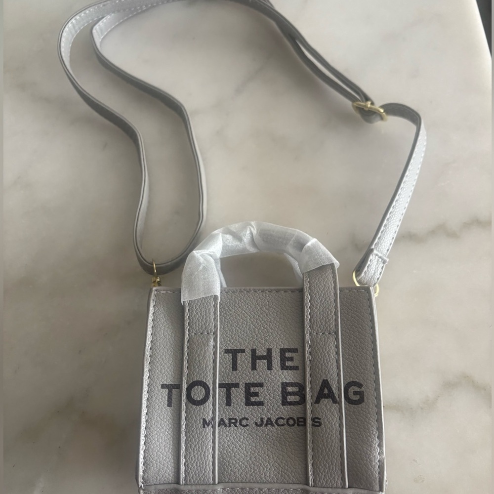 Designer Light Gray Nano Tote Crossbody Bag